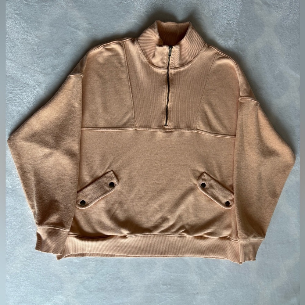 Aerie Pullover Peach Quarter-Zip Turtleneck Oversized Size M Unisex - Picture 9 of 9